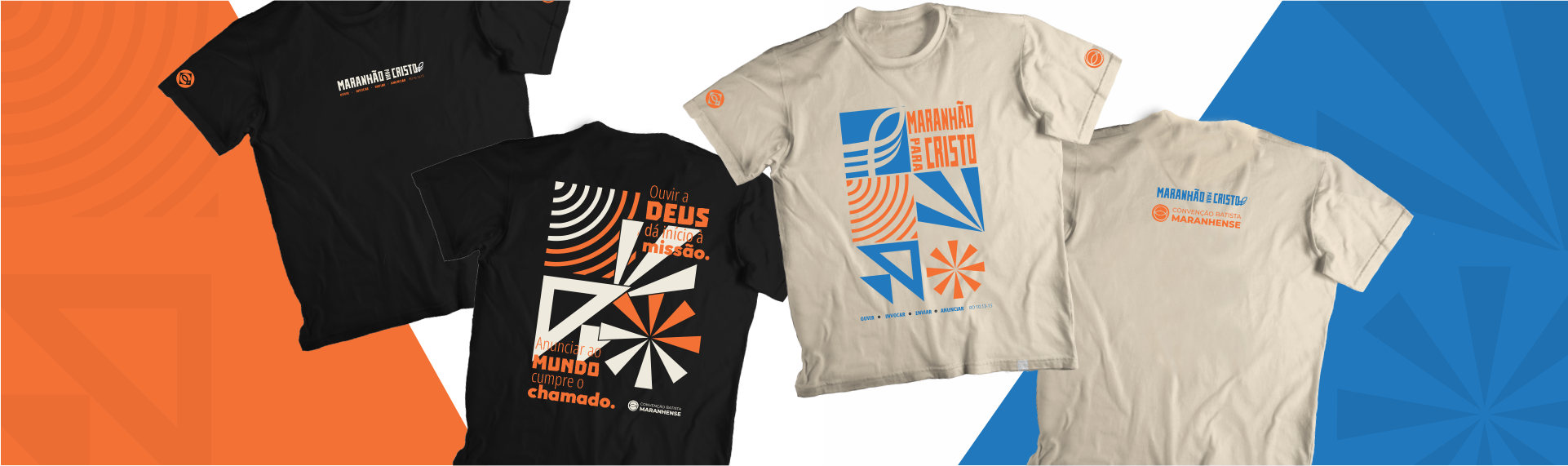 Camisas da campanha Maranhão para Cristo 2026 – modelos preto e bege